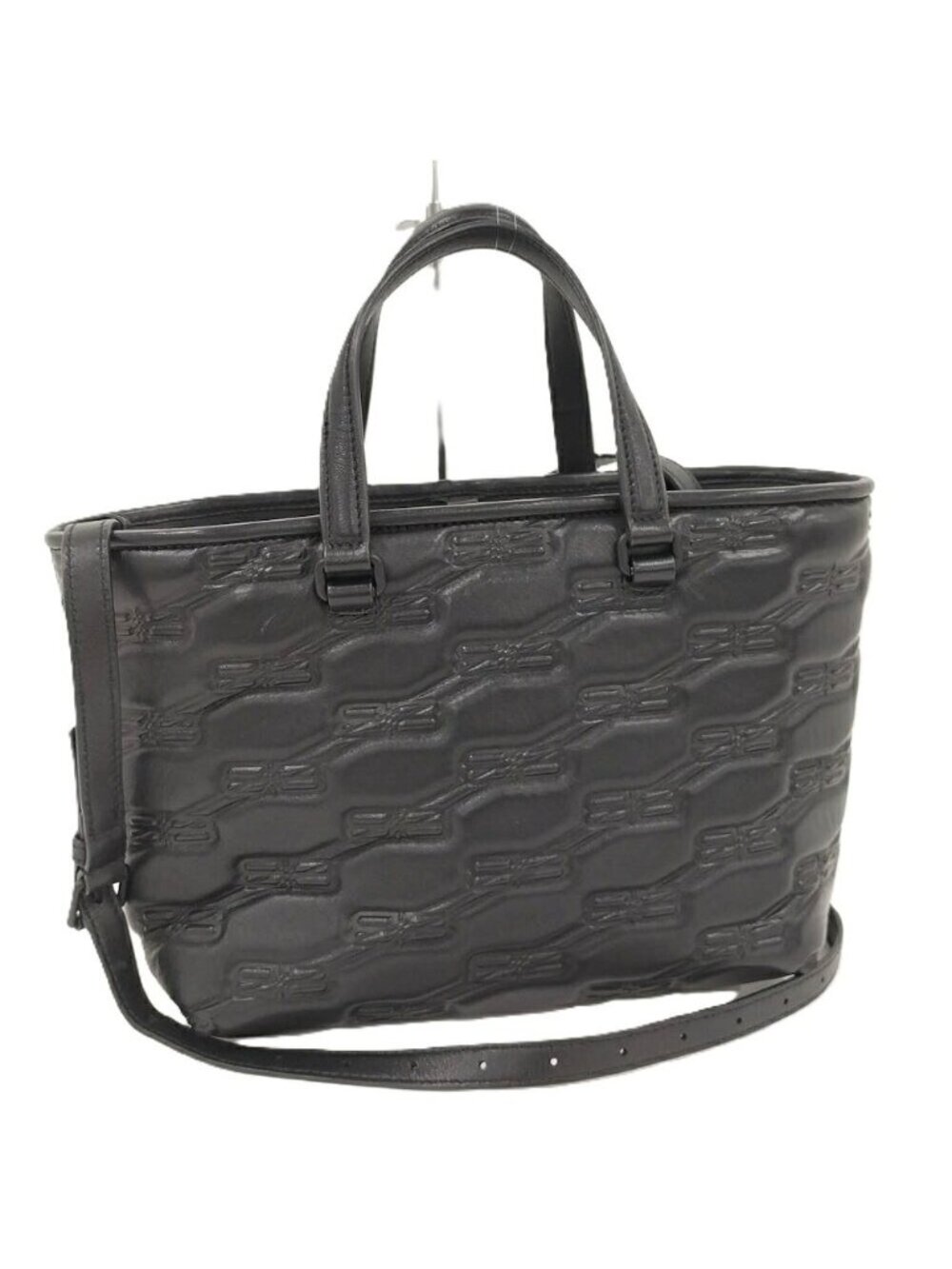 Balenciaga 2-Way Bag Signature BB Monogram Leather Black